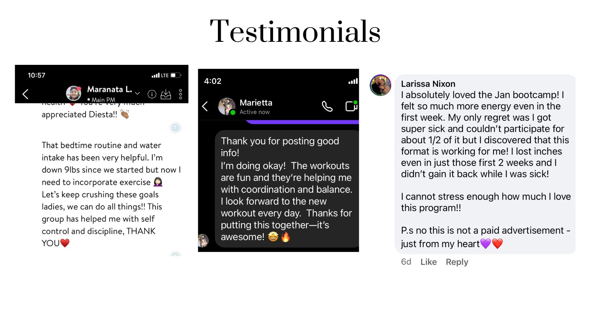 testimonials of bootcamp